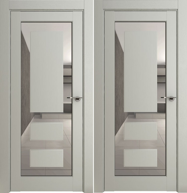 Межкомнатная дверь экошпон Neo 00005 светло-серый серена со стеклом